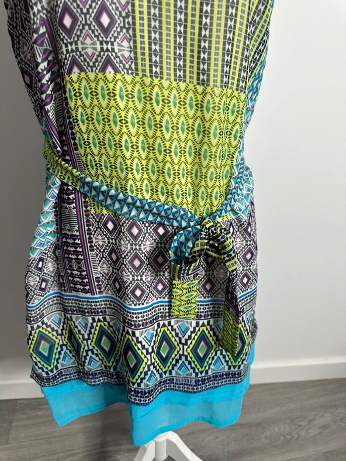 Robe bariolée géométrique verte et bleue Derhy T36 S - photo numéro 3