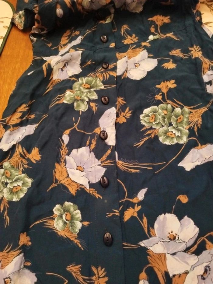 Robe longue bleue avec passants S/36 vintage - photo numéro 8