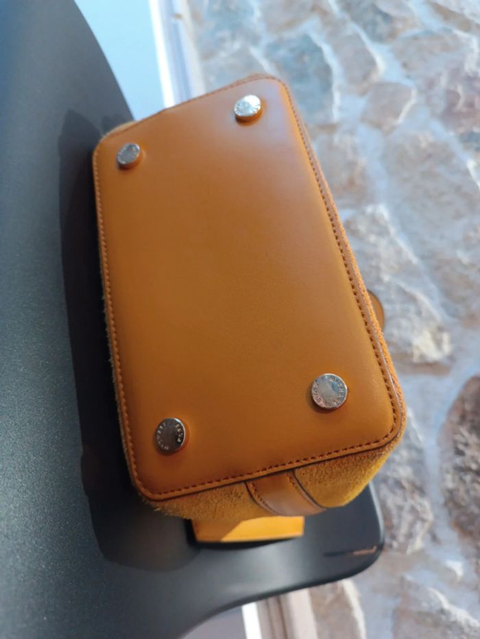 Sac bourse cuir et daim jaune MK - photo numéro 5