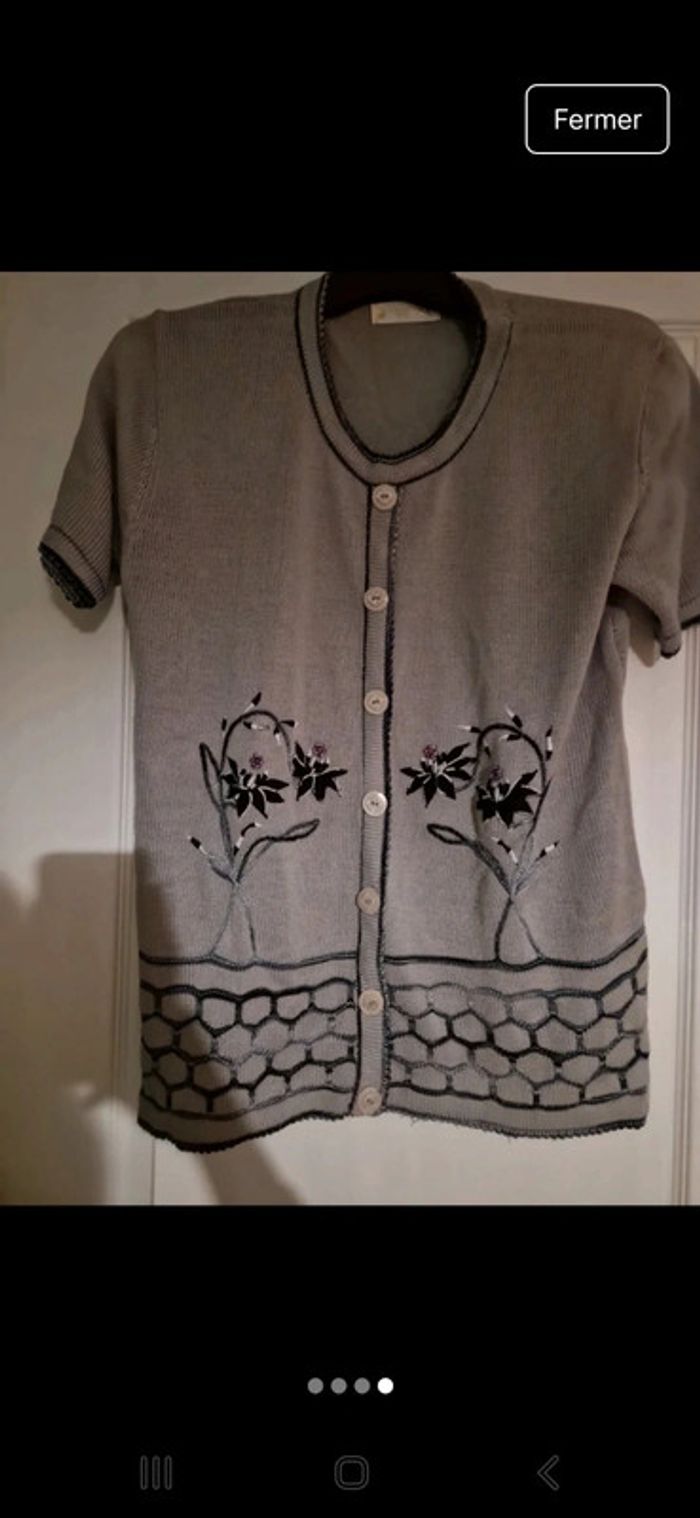 Joli pull à manches courtes vintage taille xl - photo numéro 4