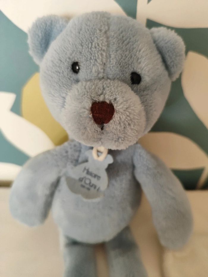 Doudou ourson nounours ours bleu mouchoir histoire d'ours - photo numéro 2