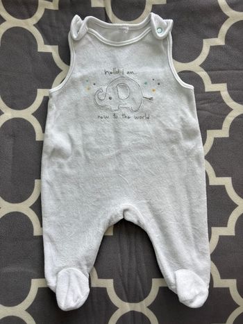 Salopette bébé éléphant velours blanc

