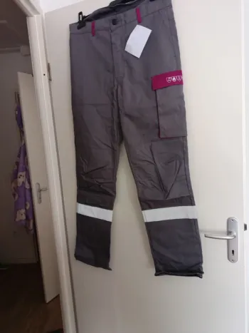 Pantalon gris bleu de travail coupe feu