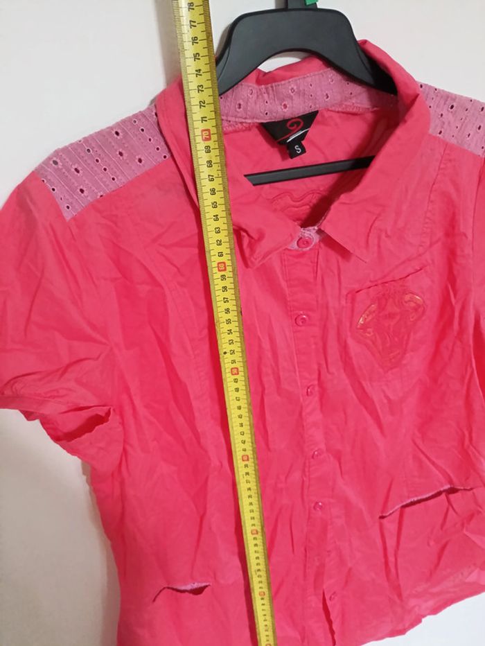 Piece Unique Chemisier rose brodé à détails ajourés – Taille S - photo numéro 8