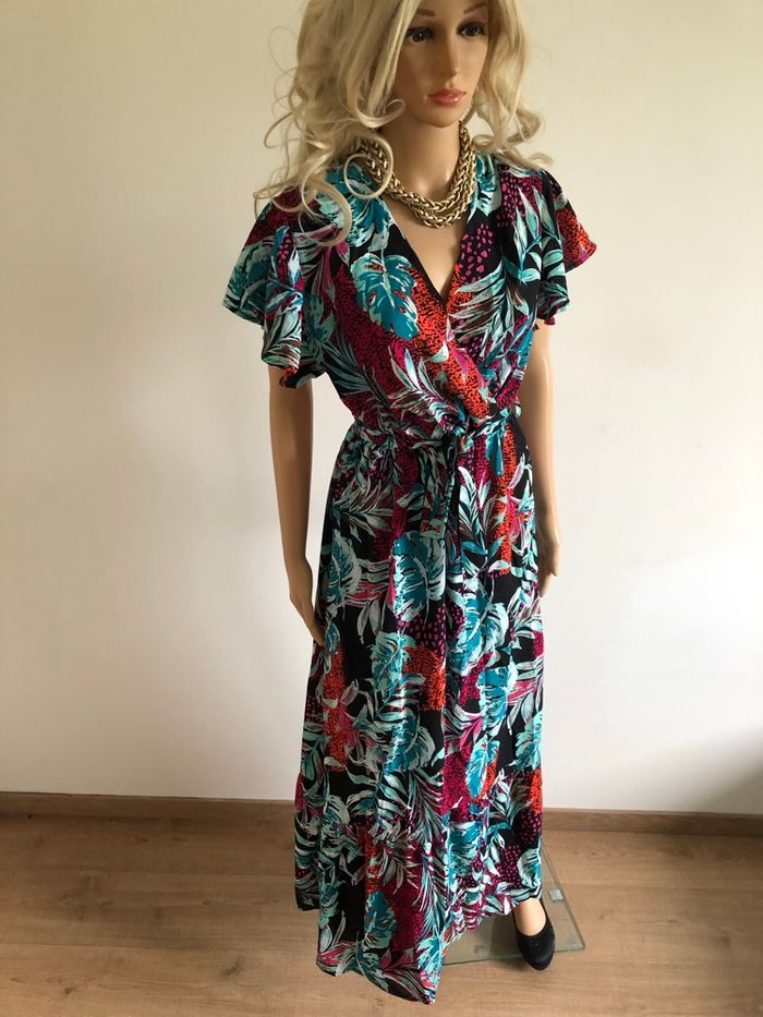 Robe longue imprimée neuve à manches courtes My Queen taille S/M - photo numéro 2