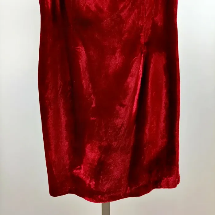 Robe rouge velours à bretelles fines – Cacharel – made in France – taille 38 A1319 - photo numéro 3