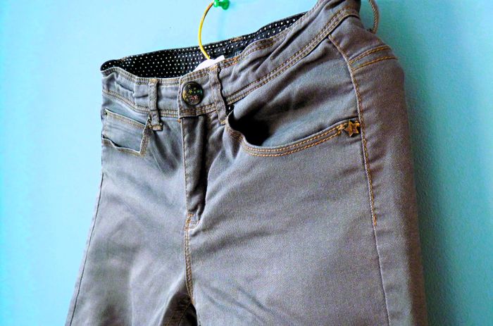 Jean Fille IKKS 14 ans pantalon slim fit gris fonce TBE - photo numéro 3