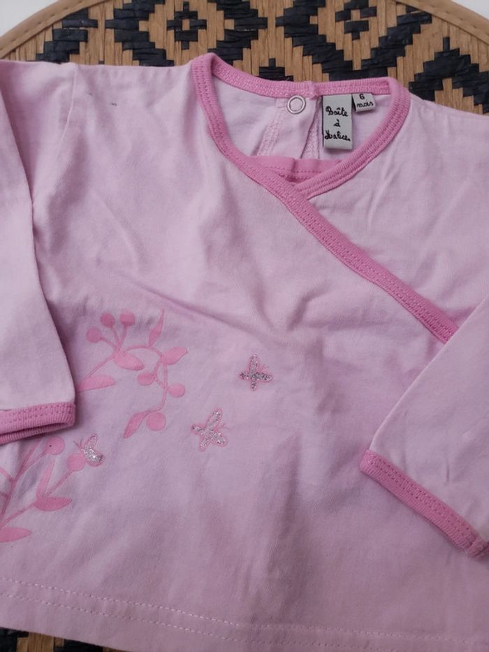 Haut T-shirt manches longues rose fille 6 mois Boîte à Malice - photo numéro 2