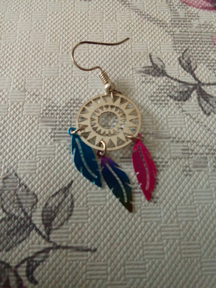Boucles d'oreilles plumes fantaisie - photo numéro 7