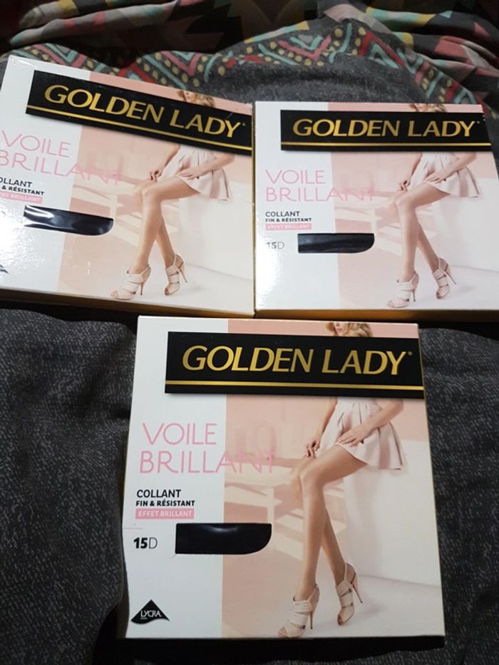 Collants  golden lady voile brillant  4L noir