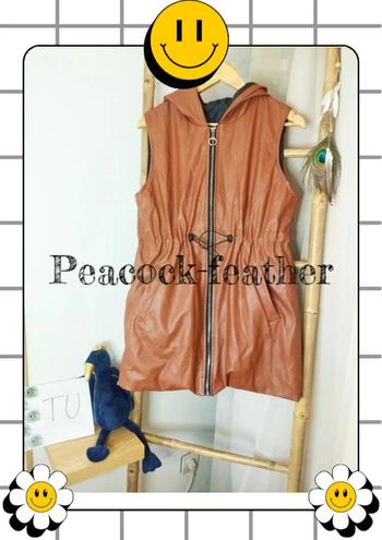 Blouson sans manches simili marron TU