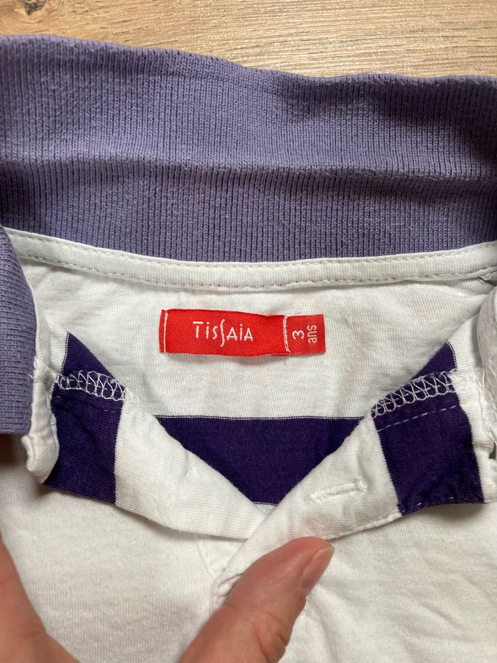 Polo blanc rayé violet - photo numéro 3