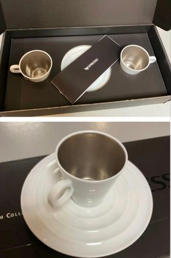 Nespresso Coffret Christian Ghion premium Espresso Platinum Ring tasses