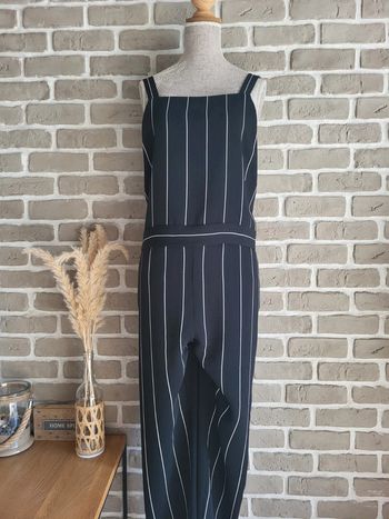 Salopette noire rayures blanches Cop Copine - Modèle Lauva