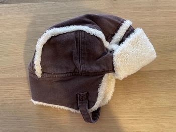 Chapka / bonnet aviateur marron et blanc 46cm
