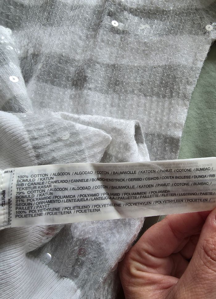 Mango Pull Rayé Paillettes Blanc Gris XS - photo numéro 4