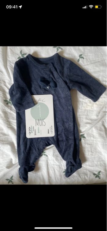 Pyjama bleu marine lapin kiabi 1 mois chaud hiver velours