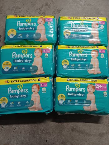 6 paquet de couche Pampers taille 4+ a 45€