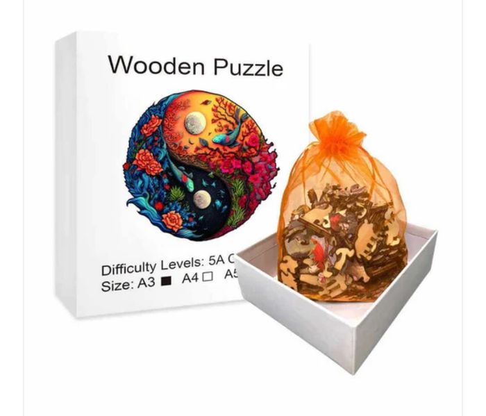Grand puzzle 3D en bois ying yang - photo numéro 3