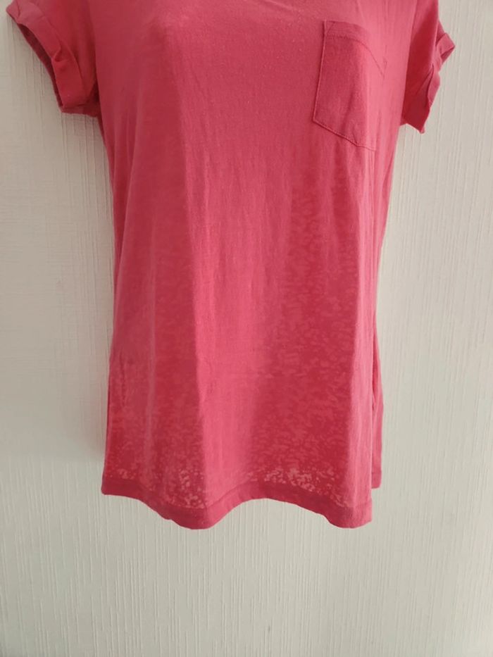 Tee-shirt rose manches courtes avec poche poitrine - photo numéro 6