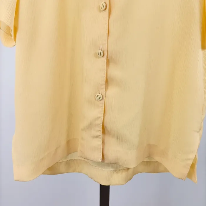 Chemise fluide jaune pâle manches courtes col tailleur taille M A1448 - photo numéro 5