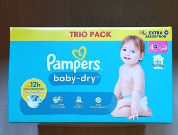 120 couches Pampers Baby dry taille 4+ (1 Trio Pack)