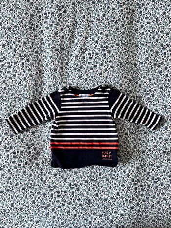Haut teeshirt manches longues Jacadi marinière 6 mois