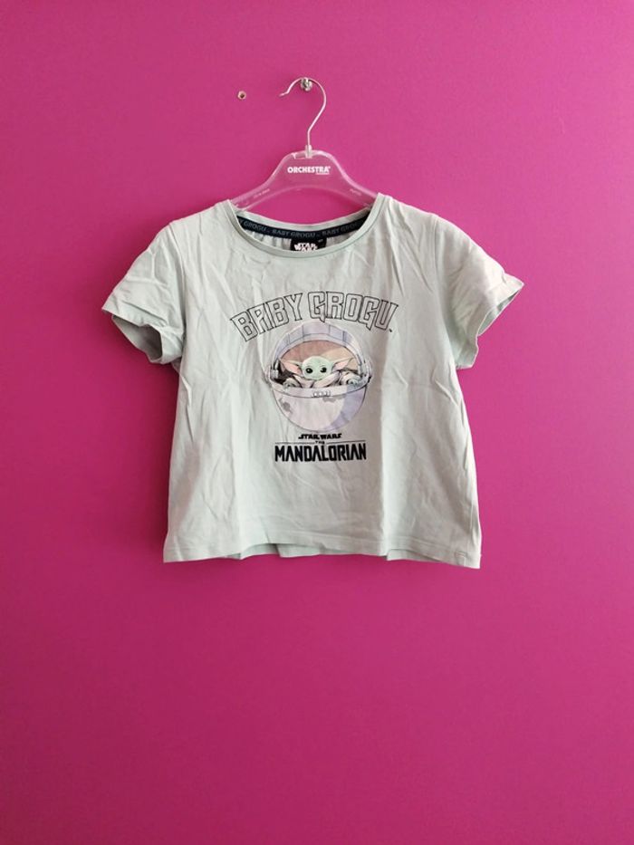 Tee-shirt court fille grogu star wars taille 10 ans b7
