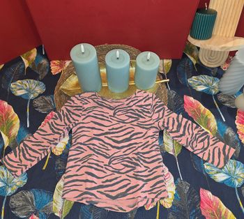 Tee-shirt ML rose zébré noir 3 ans