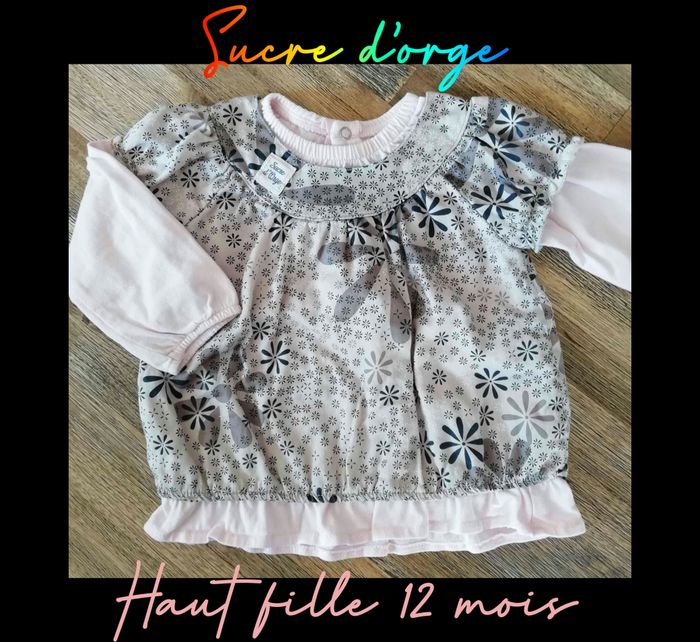 Haut fille 12 mois Sucre d'orge Comme neuf