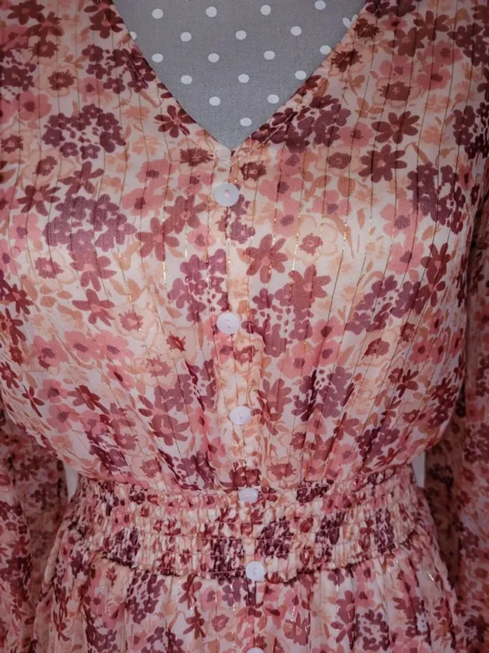 Robe fleurie fluide manches transparentes - photo numéro 3