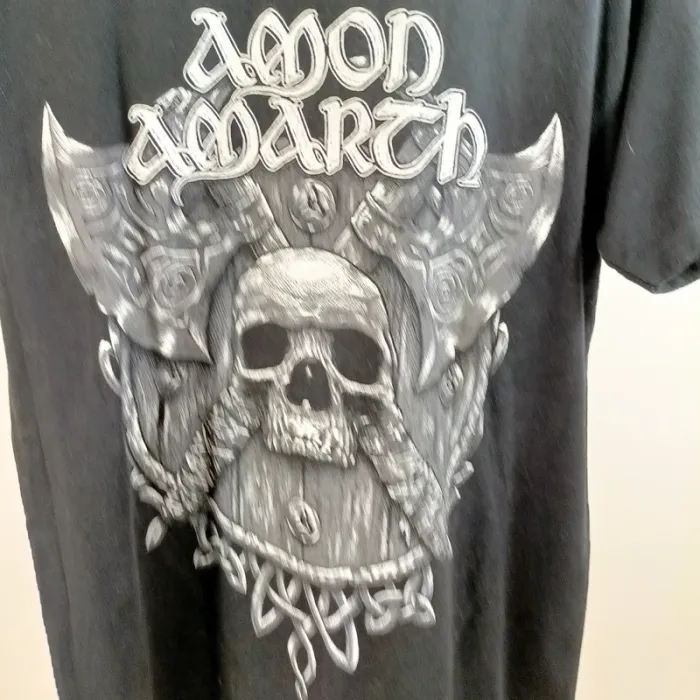 T-shirt Amon Amarth heavy metal noir oversize Fruit of the Loom L A1504 - photo numéro 2