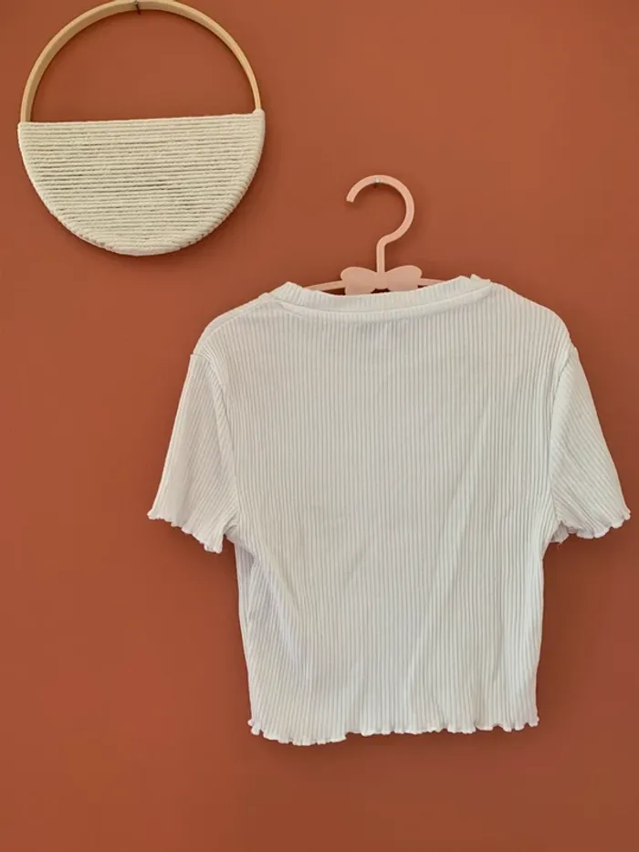 T-shirt blanc côtelé Jennyfer – Taille XXS - photo numéro 2