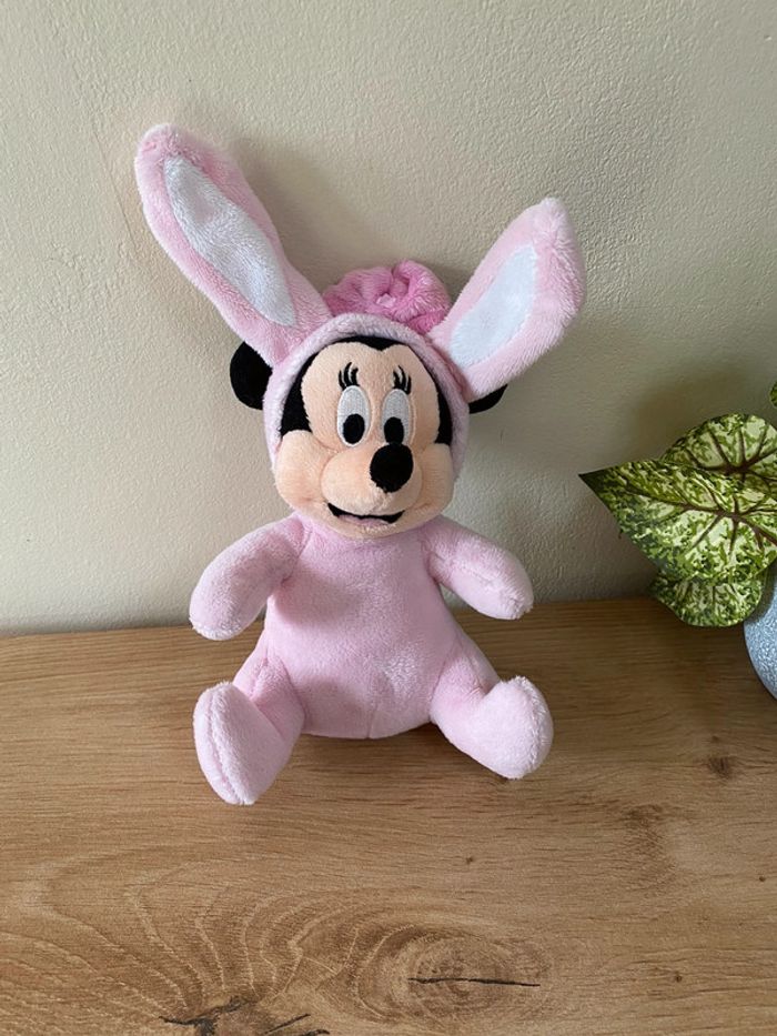 Doudou peluche minnie déguisé en lapin rose Disney nicotoy