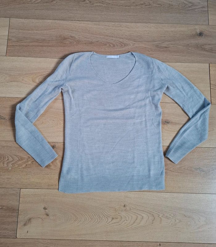 Pull fin gris à col V Gémo taille S - photo numéro 2