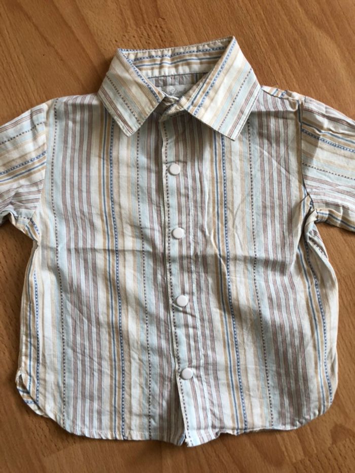 Belle chemise ML à rayures T. 6 mois garçon TBE - photo numéro 3