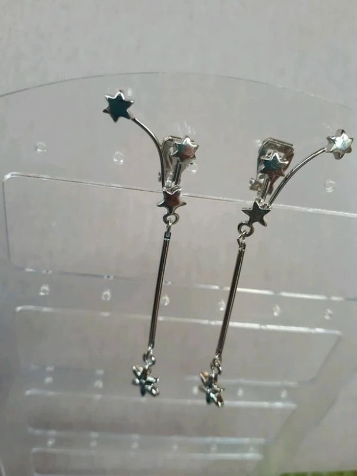 Boucles d'oreilles clips argenté étoiles - photo numéro 4