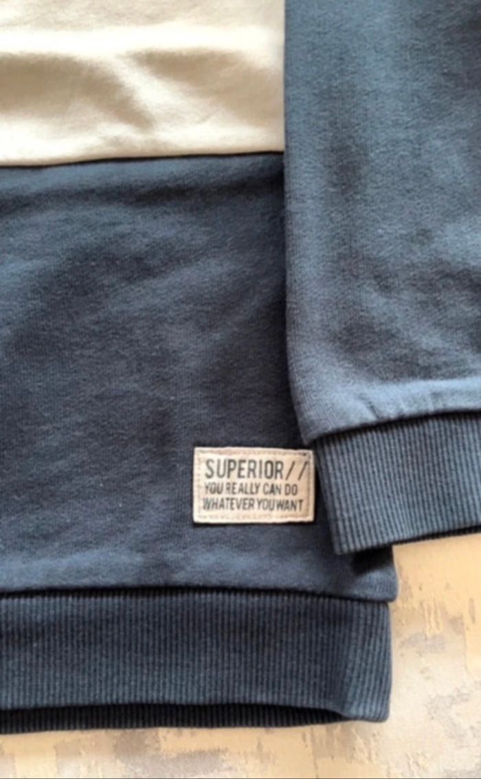 Pull garçon Name It col rond 5 ans jaune/blanc/bleu marine – coton – Bon état - photo numéro 4