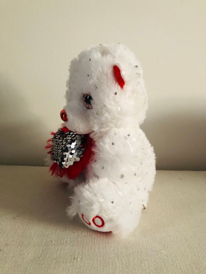 Peluche ours avec coeur sequin réversible - photo numéro 9
