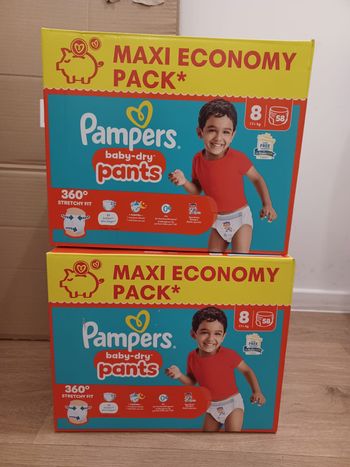 2 cartons couches Pampers Pants baby-dry Taille 8 - Maxi-Ecopack - carton de 58 couches