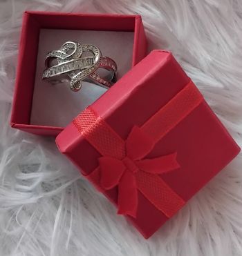 Bague anneau infini avec coeur argenté strass - taille : 60