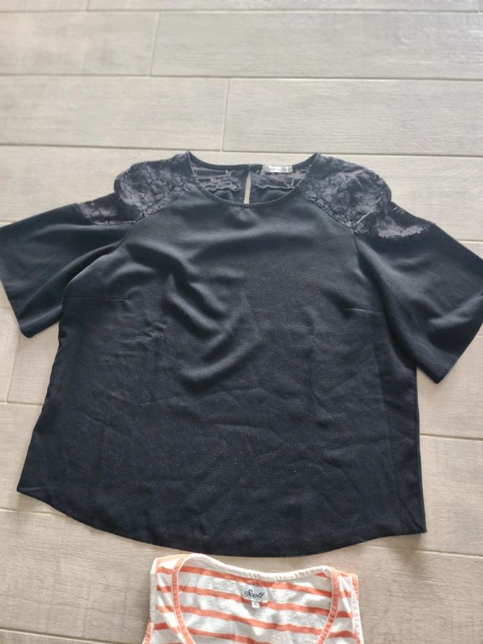 Lot 4 tee-shirts débardeurs blouse taille 42 Xl en bon état Gemo Scott et ici et maintenant - photo numéro 4