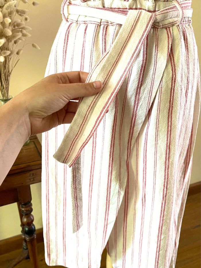 Sublime Jupe portefeuille cache cœur en coton et Lin à Rayures Zara taille M - photo numéro 11