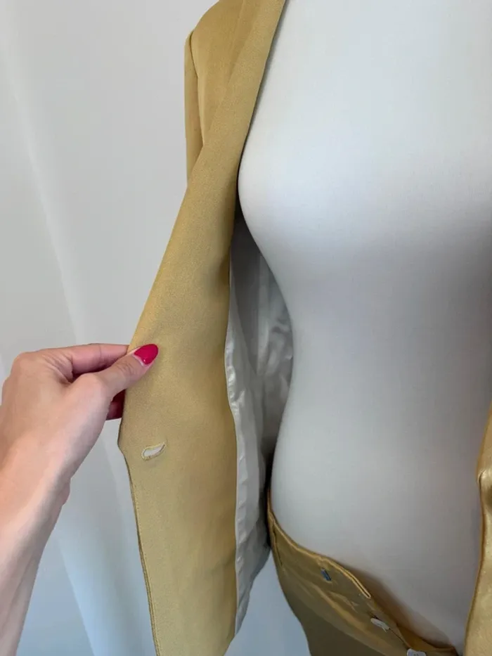 Tailleur ensemble blazer et pantalon Maison Sarah Lavoine doré taille XS parfait état - photo numéro 8
