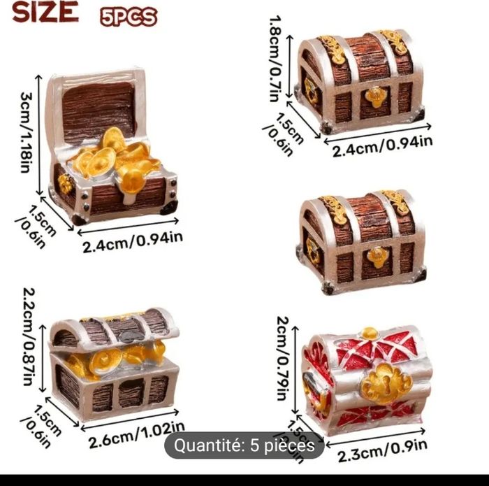 5pcs Résine Trésor Coffre Miniatures - photo numéro 2