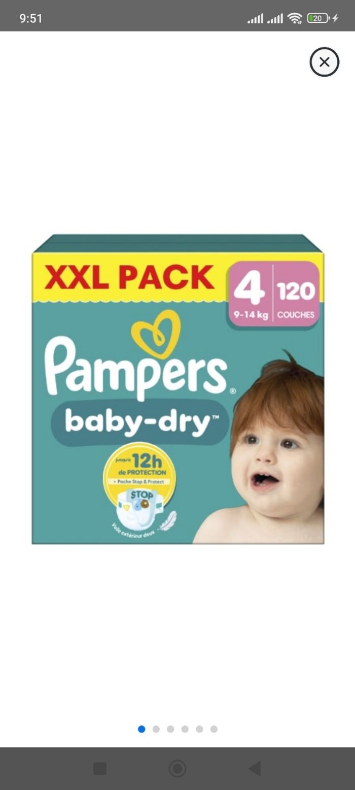 Couches Pampers taille 4  XXL