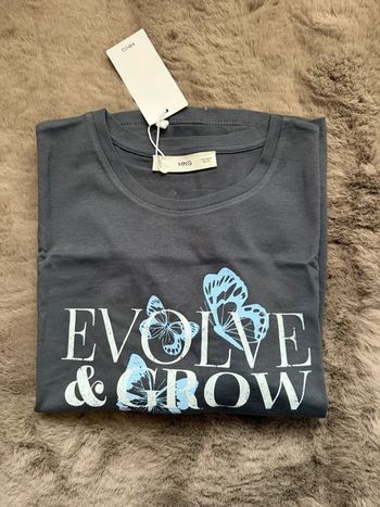 T-shirt Mango gris imprimé – taille M – neuf avec étiquette