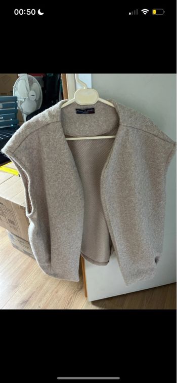 Veste pilou sans manches beige taille unique