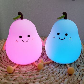 2 veilleuses Poire en Silicone Souple pour chambre de bébé ou enfant
