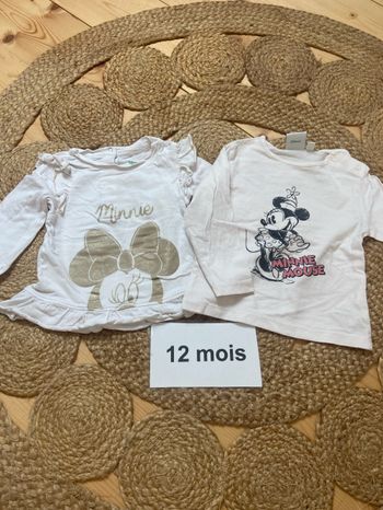 Lots de deux T-shirts à manches longues Disney minnie